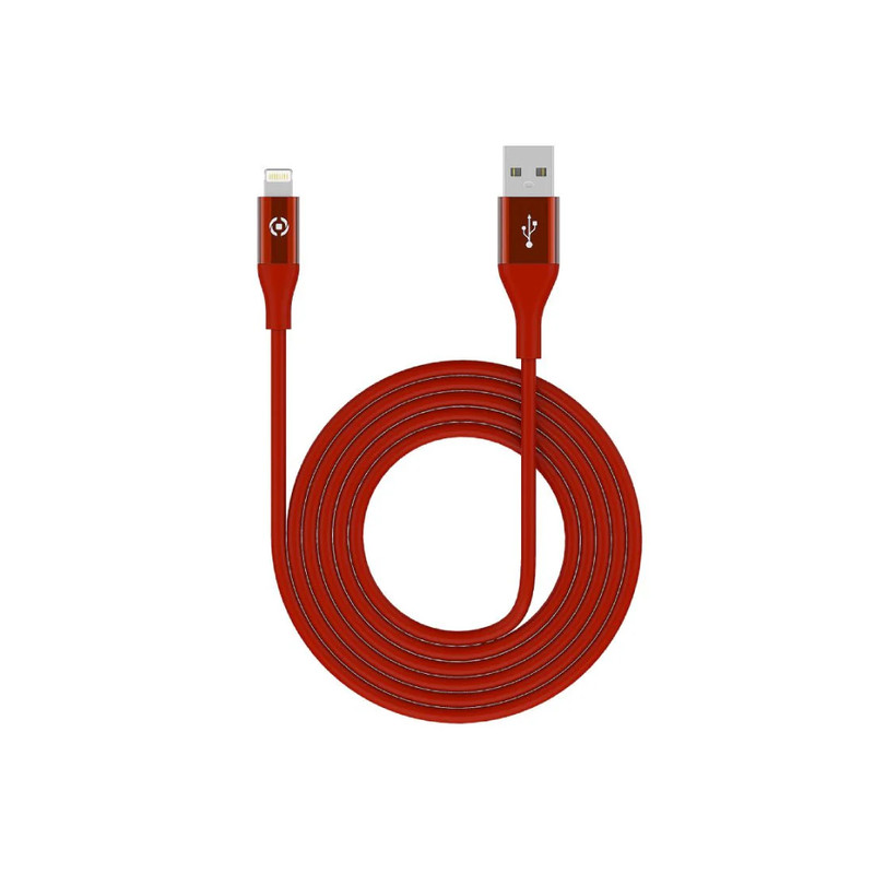Celly Mfi USB-A 2.4 to Lightning 3m Cable 12W - Red - كابل